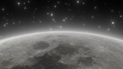 Beautiful View Over Moon Lunar Surface Outer Space Sky Twinkle Stars - Abstract Background Texture