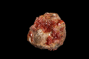 Macro mineral stone Vanadinite on a black background