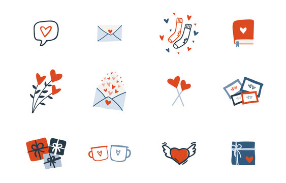 Set of cute love icon. Romance icon collection. Valentine's day element