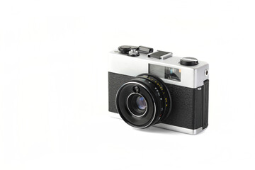The old automatic camera on white background.