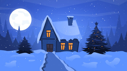 Fototapeta premium Fairy house in the winter forest