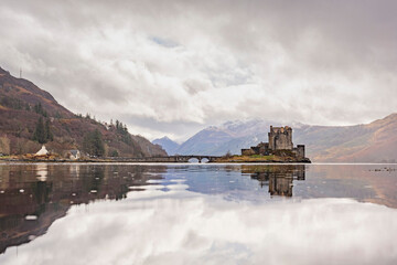 Overcast view of the Eilean Donan Castle