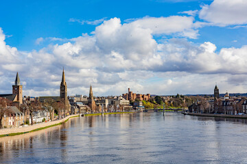 Fototapeta premium Sunny view of the beautiful Inverness cityscape