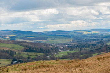 Naklejka premium Sunny view of rural landscape