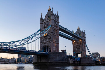 Twilight view of the famous Tower Bridge