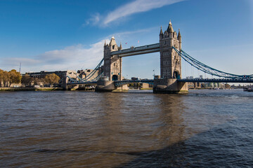 Fototapeta na wymiar Unusual perspectives of London's Tower Bridge