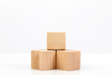 Wooden cubes on a white background