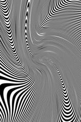 Abstract Black and White Geometric Pattern with Waves. Spiral Striped Structural Texture. Raster. 3D Illustration