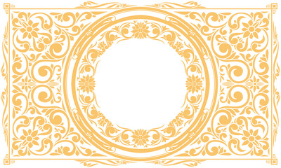 Decorative monochrome ornate retro floral blank card