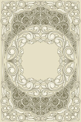 Decorative monochrome ornate retro floral blank card