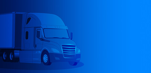 Semi truck with gradient blue background