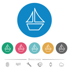 Sailboat outline flat round icons
