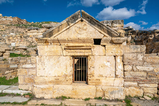 The St. Philip Martyrium stands on top of the hill outside of the city walls. It dates from the 5th century. Philip was buried in the center of the building, Hierapolis, Denizli, Turkey