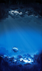 Obraz na płótnie Canvas Pollution des fonds marin - tortue - écologie - protection des océans - protection de la faune marine 