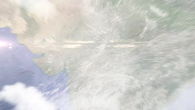 Zoom in from space and focus on India, Indore. 3D Animation. Background for travel intro. Elements of this image furnished by NASA