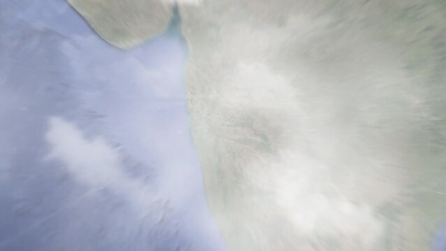 Zoom in from space and focus on India, Pune. 3D Animation. Background for travel intro. Elements of this image furnished by NASA	