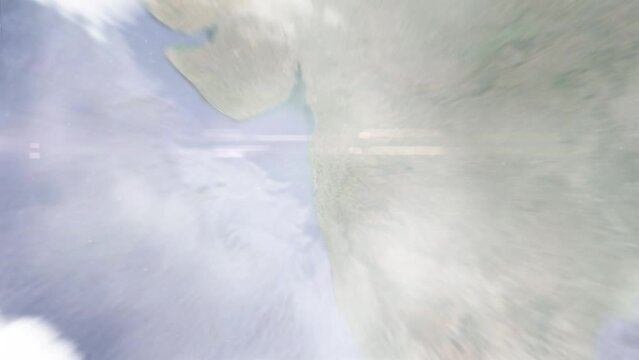 Zoom in from space and focus on India, Thane. 3D Animation. Background for travel intro. Elements of this image furnished by NASA