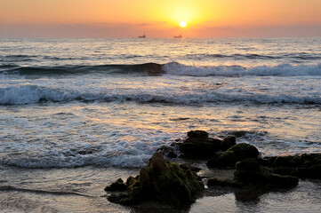 Mediterranean coast in southern Israel near the city of Ashkelon