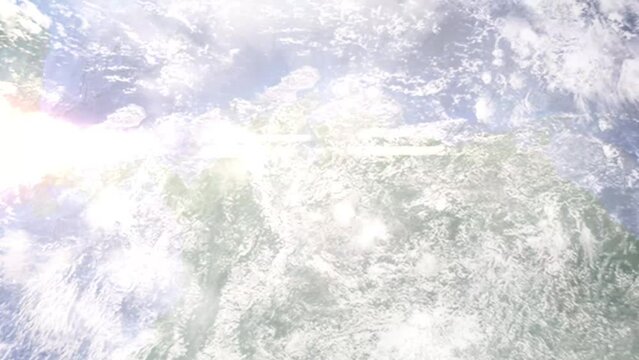 Zoom in from space and focus on Venezuela, Merida. 3D Animation. Background for travel intro. Elements of this image furnished by NASA