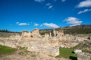 Fototapeta premium The St. Philip Martyrium stands on top of the hill outside of the city walls. It dates from the 5th century. Philip was buried in the center of the building, Hierapolis, Denizli, Turkey