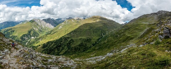 Fototapeta na wymiar Scenic alpine landscape in the High Tauern National Park during a hike around Mt. Grossglockner, Austria