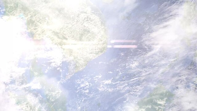 Zoom in from space and focus on Vietnam, Phan Thiet. 3D Animation. Background for travel intro. Elements of this image furnished by NASA