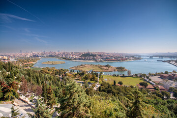 Obraz premium Panoramic aerial view of Istanbul cityscape and Golden Horn river.