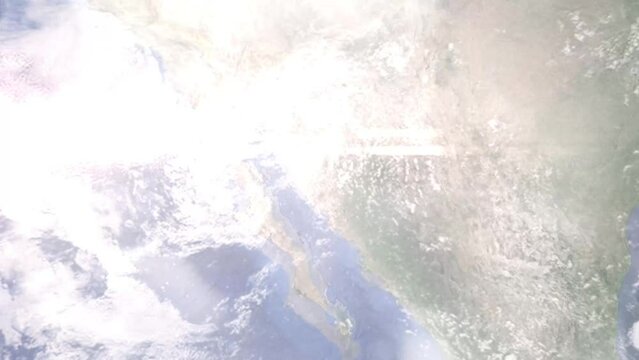 Zoom in from space and focus on Mexico, Hermosillo. 3D Animation. Background for travel intro. Elements of this image furnished by NASA