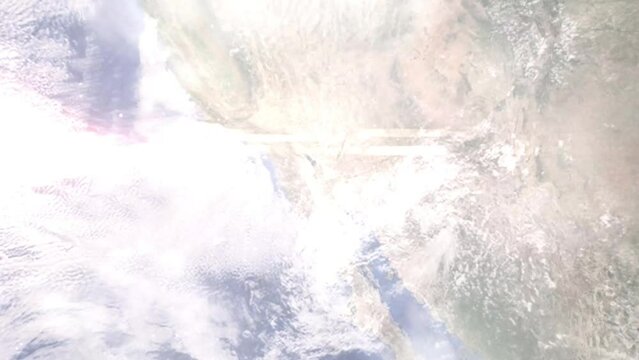 Zoom in from space and focus on Mexico, Mexicali. 3D Animation. Background for travel intro. Elements of this image furnished by NASA