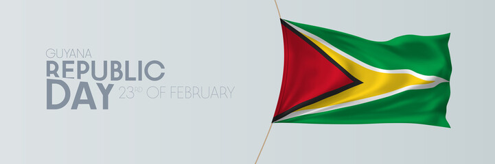 Guyana republic day vector banner, greeting card