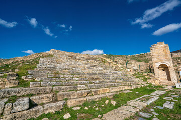 The St. Philip Martyrium stands on top of the hill outside of the city walls. It dates from the 5th century. Philip was buried in the center of the building, Hierapolis, Denizli, Turkey