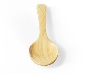 3d rendering. top view of metal spoon with clipping path isolated on white background.