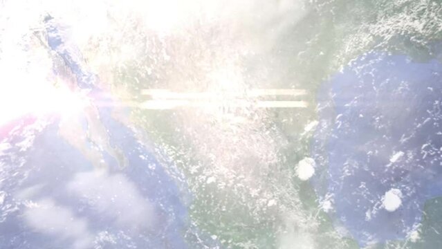 Zoom in from space and focus on Mexico, Torreon. 3D Animation. Background for travel intro. Elements of this image furnished by NASA