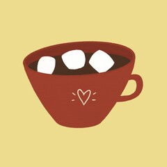 Nice cozy hugge cup with cocoa and marshmallow - Procreate  illustration sticker