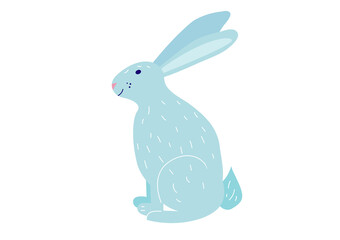 Vector cute rabbit  in hand drawn flat style isolated on white background. Easter bunny illustration	