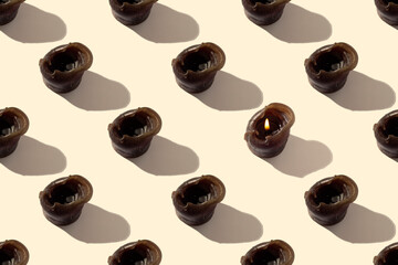 Concept of occupational burnout on the example of candles. Seamless repeating pattern.