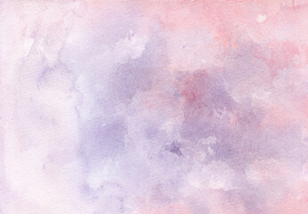 Abstract hand drawn watercolor background in trendy purple and pink colors