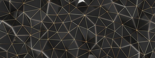 3d render, abstract dark crystal shaped wax plastic background, macro panorama, wide panoramic polygonal wallpaper