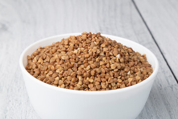 Buckwheat groats on a white background.A natural product.