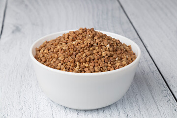 Buckwheat groats on a white background.A natural product.