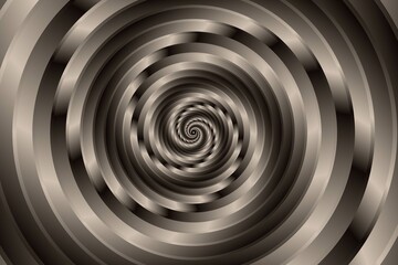 Abstract brown steel surface Spiral Or Swirl 3d style Fibonacci spiral background. Vector illustration.