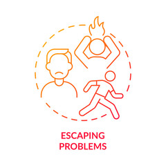 Escaping problems red gradient concept icon. Infantile behavior. Ignoring current issues abstract idea thin line illustration. Isolated outline drawing. Arial, Myriad Pro-Bold fonts used