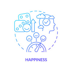 Happiness blue gradient concept icon. Enjoying betting game. Gambling positive traits abstract idea thin line illustration. Isolated outline drawing. Arial, Myriad Pro-Bold fonts used