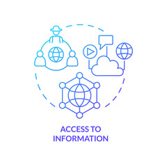 Access to information blue gradient concept icon. Benefits of energy services abstract idea thin line illustration. Isolated outline drawing. Roboto-Medium, Myriad Pro-Bold fonts used