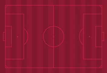 Fotobehang Red burgundy grass field background. Vector Football - Empty Soccer Field. Stock vector illustration qatar  cup, 2022 © lunarts_studio