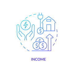 Income blue gradient concept icon. Economic growth. Impact of rural electrification abstract idea thin line illustration. Isolated outline drawing. Roboto-Medium, Myriad Pro-Bold fonts used