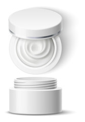 Realistic cream container mockup. White cosmetic jar