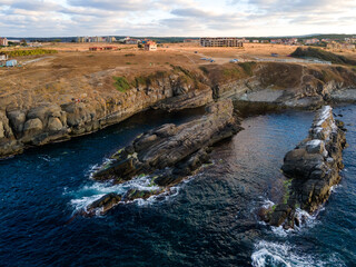 Aerial view of rock formations The ships, Sinemorets, Bulgaria