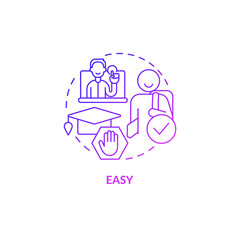 Easy purple gradient concept icon. No education required for professional project. Web 3 0 abstract idea thin line illustration. Isolated outline drawing. Myriad Pro-Bold fonts used