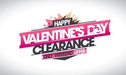 Valentine's day clearance, holiday offer sale vector web banner or flyer